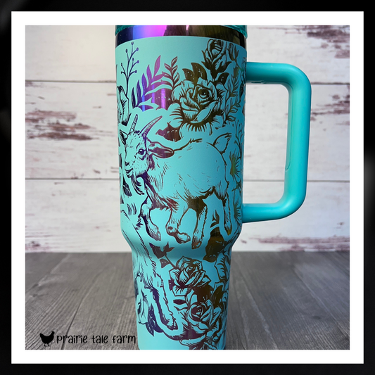 Goats & Roses Laser Engraved Tumbler