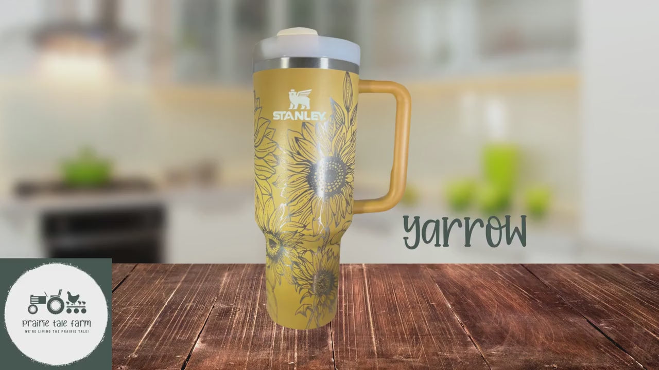 Custom Engraved 40oz Engraved Tumbler with Handle and Straw, Design: CUSTOM  - Everything Etched