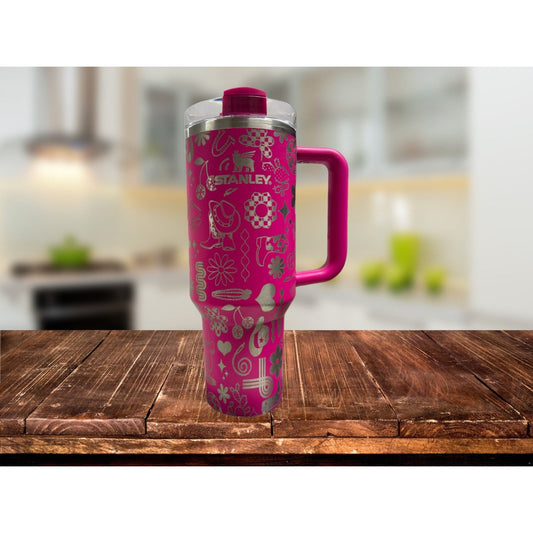 Disco Cowgirl Laser Engraved 40 oz Insulated Tumbler with Handle Lid and Straw, Double Wall Insulated Cup