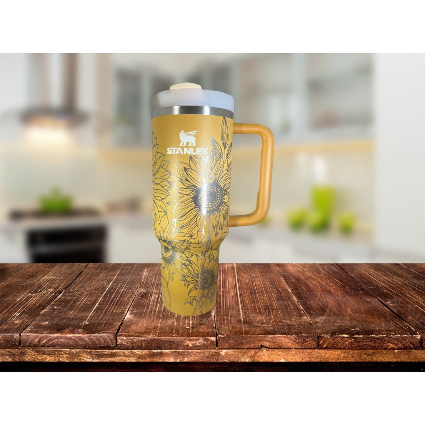 Sunflowers 40 oz Tumbler with Handle, Lid, Straw, Laser Engraved Tumbler, Double Wall Insulated Cup