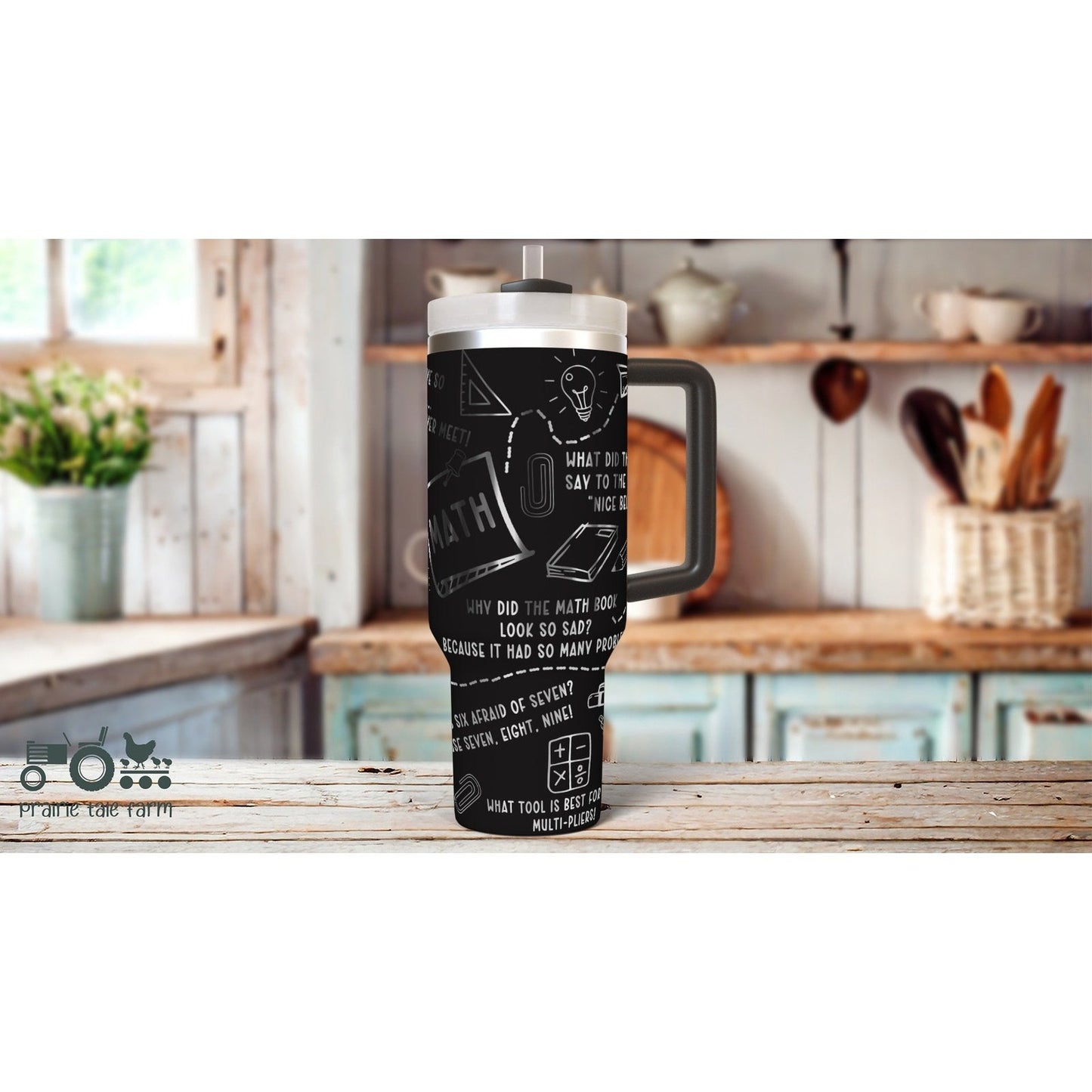 Math Teacher, Algebra Teacher, Funny Laser Engraved 40 oz Tumbler with Handle Lid and Straw. Double Wall Insulated Cup