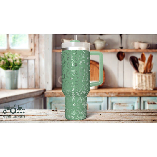 Labradoodle Dog Doodles Laser Engraved 40 oz Insulated Tumbler with Handle Lid and Straw, Double Wall Insulated Cup
